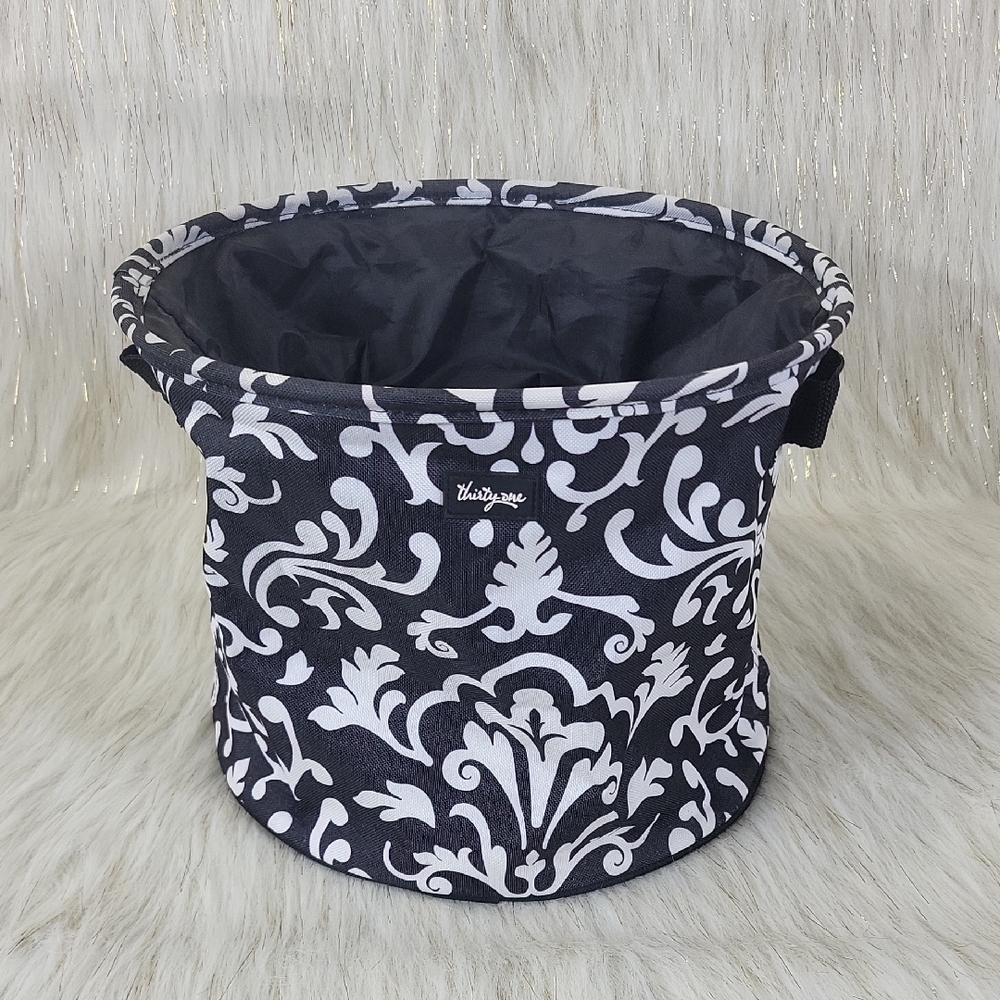 Thirty-One Black and White Floral Bin